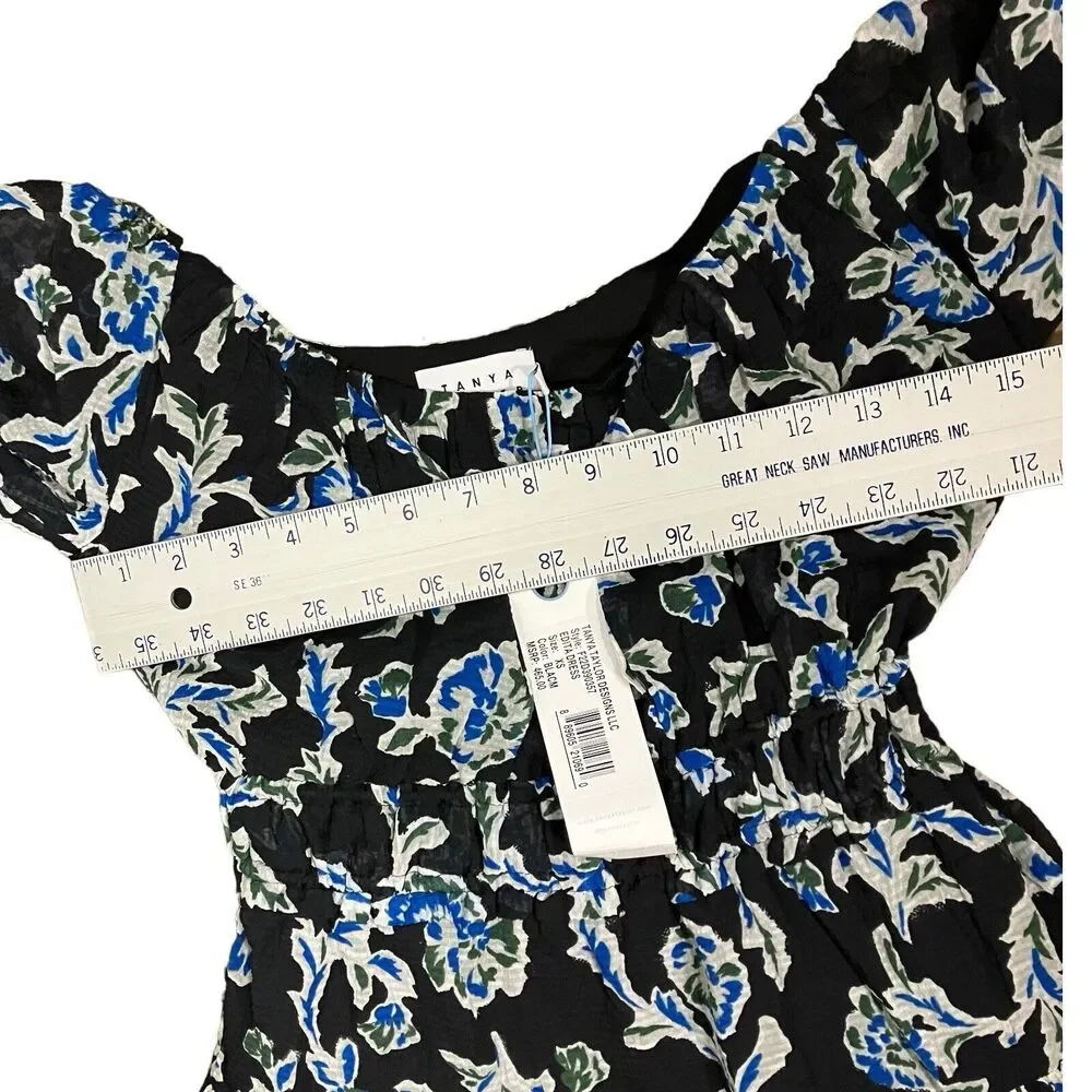 Tanya Taylor Dress WMNS M Black Floral‎ Edita Silk Blend Fit Flare Mini
